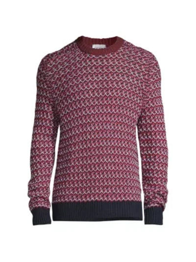 Shop Ferragamo Men's Chunky Knit Virgin Wool Sweater In Navy Red