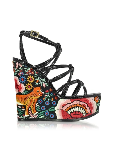 Shop Roberto Cavalli Women's Multicolor Leather Wedges