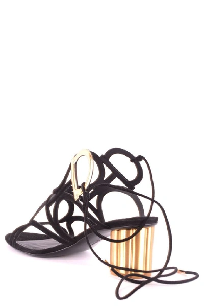 Shop Ferragamo Salvatore  Women's Black Suede Sandals