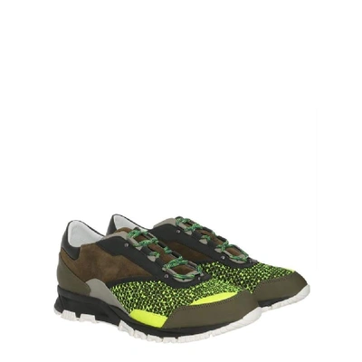 Shop Lanvin Men's Green Leather Sneakers