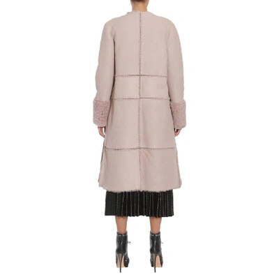 Shop Alexander Mcqueen Women's Pink Leather Coat