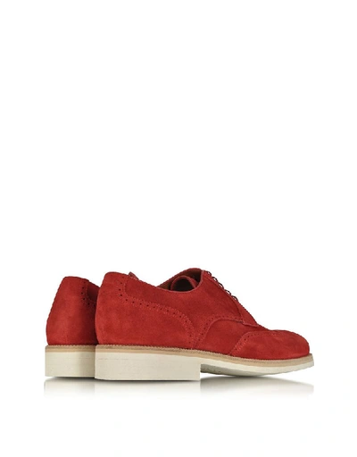 Shop A.testoni Men's Red Suede Lace-up Shoes