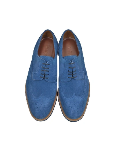 Shop A.testoni Men's Blue Suede Lace-up Shoes