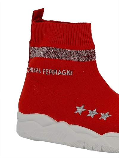 Shop Chiara Ferragni Women's Red Fabric Ankle Boots