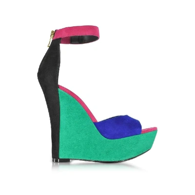 Shop Balmain Women's Multicolor Suede Sandals