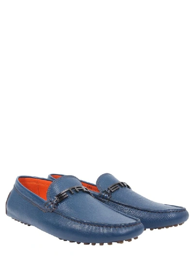Shop Etro Men's Blue Leather Loafers