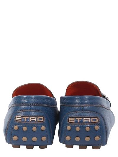 Shop Etro Men's Blue Leather Loafers
