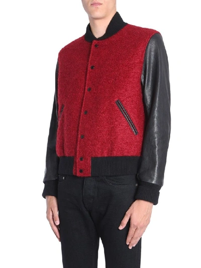 Shop Saint Laurent Men's Red Wool Outerwear Jacket