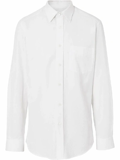 Shop Burberry Men's White Cotton Shirt