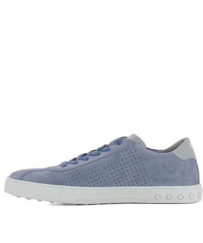 Shop Tod's Men's Light Blue Suede Sneakers