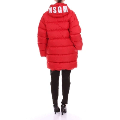 Shop Msgm Women's Red Polyester Down Jacket