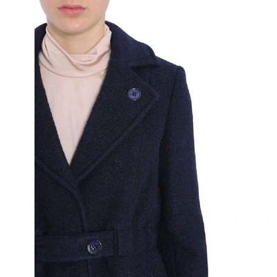Shop Carven Women's Blue Wool Coat
