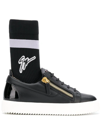 Shop Giuseppe Zanotti Design Women's Black Leather Sneakers