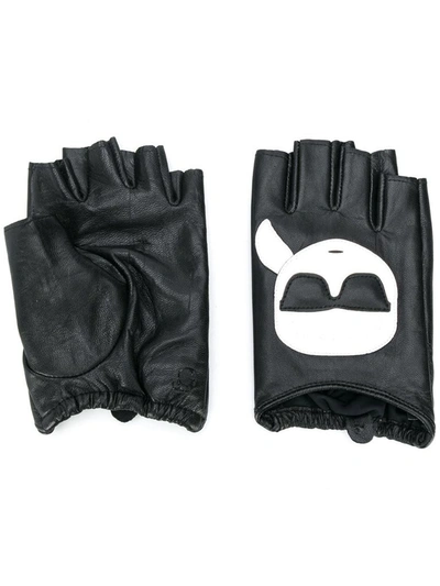 Shop Karl Lagerfeld Women's Black Leather Gloves