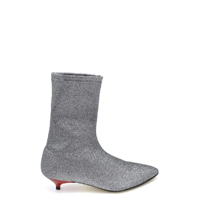 Shop Gia Couture Women's Silver Fabric Ankle Boots