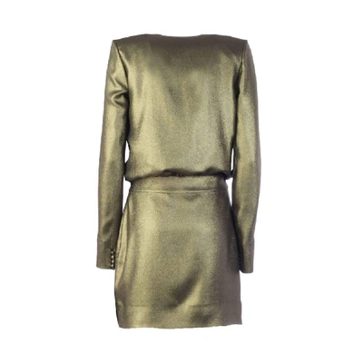Shop Saint Laurent Women's Bronze Silk Dress
