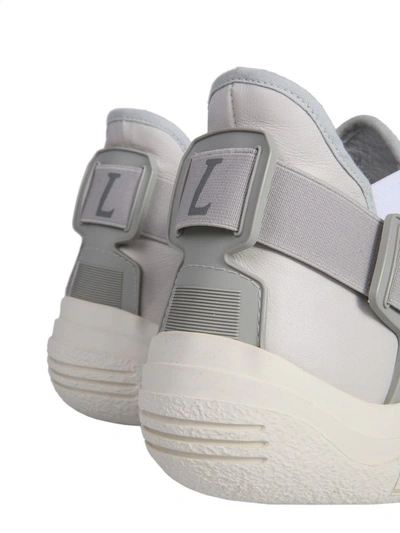 Shop Lanvin Men's Beige Leather Slip On Sneakers