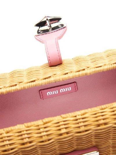 Shop Miu Miu Women's Beige Leather Shoulder Bag