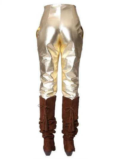 Shop Alberta Ferretti Women's Gold Leather Pants