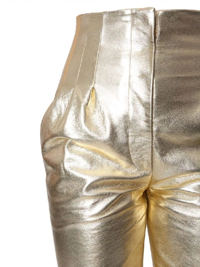 Shop Alberta Ferretti Women's Gold Leather Pants