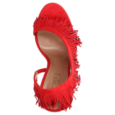 Shop Aquazzura Women's Red Leather Sandals