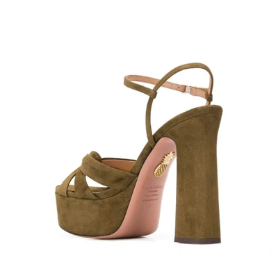 Shop Aquazzura Women's Green Suede Sandals