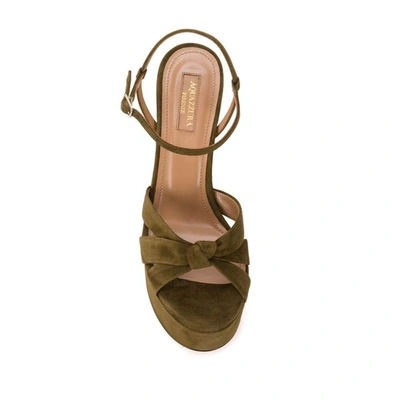 Shop Aquazzura Women's Green Suede Sandals