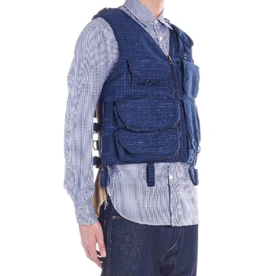 Shop Junya Watanabe Men's Blue Wool Vest