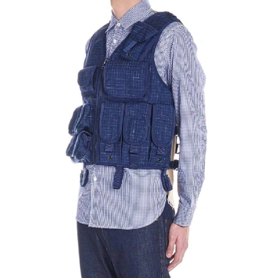 Shop Junya Watanabe Men's Blue Wool Vest