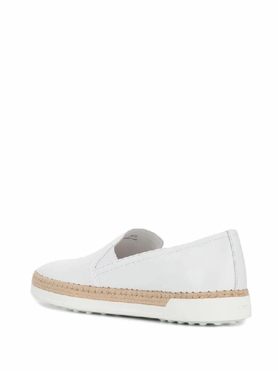 Shop Tod's Women's White Leather Slip On Sneakers