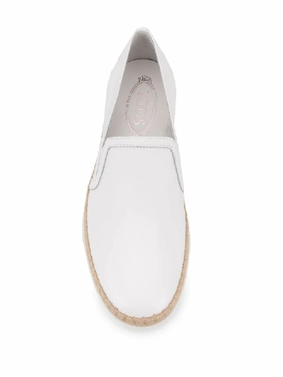Shop Tod's Women's White Leather Slip On Sneakers