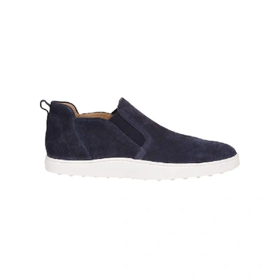 Shop Tod's Men's Blue Suede Slip On Sneakers