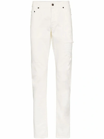 Shop Saint Laurent Men's White Cotton Jeans