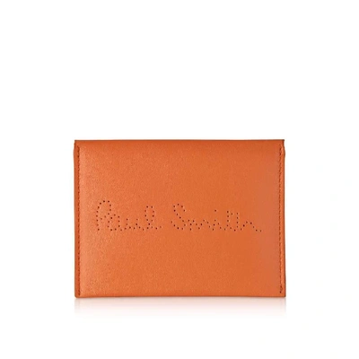 Shop Paul Smith Men's Orange Leather Card Holder