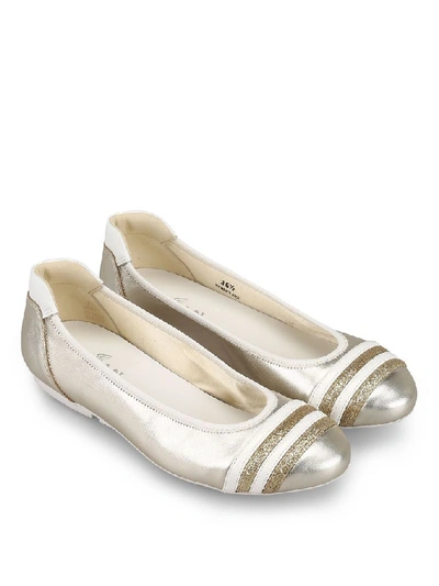 Shop Hogan Women's Beige Leather Flats