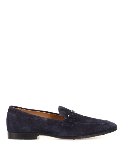 Shop Tod's Men's Blue Suede Loafers