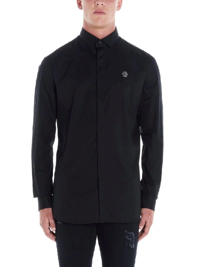 Shop Philipp Plein Men's Black Cotton Shirt