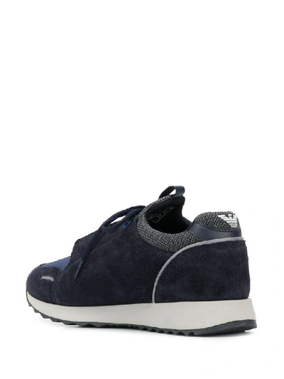 Shop Emporio Armani Men's Blue Suede Sneakers