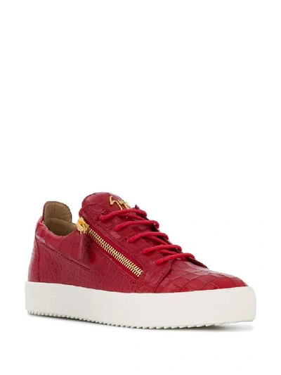 Shop Giuseppe Zanotti Design Men's Red Leather Sneakers