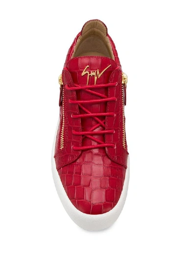 Shop Giuseppe Zanotti Design Men's Red Leather Sneakers