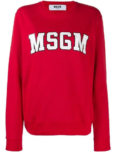 Shop Msgm Women's Red Cotton Sweatshirt