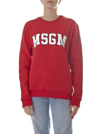 Shop Msgm Women's Red Cotton Sweatshirt