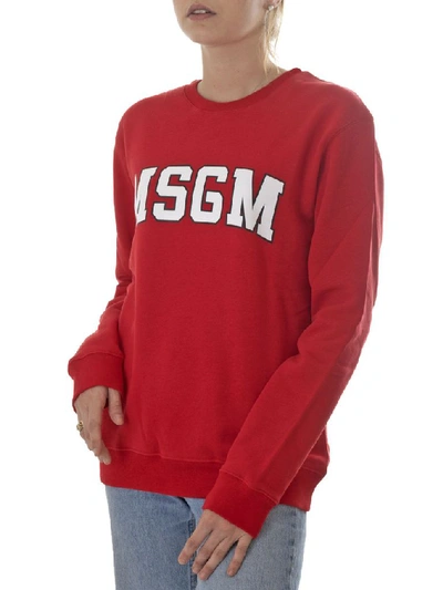 Shop Msgm Women's Red Cotton Sweatshirt