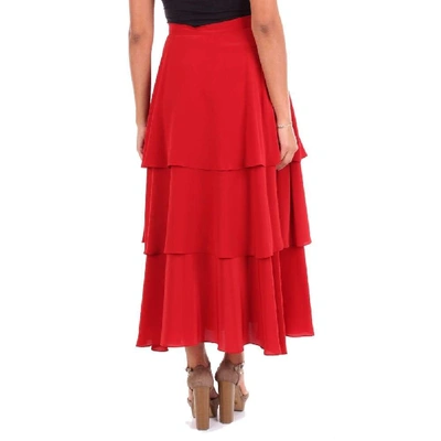 Shop Stella Mccartney Women's Red Silk Skirt