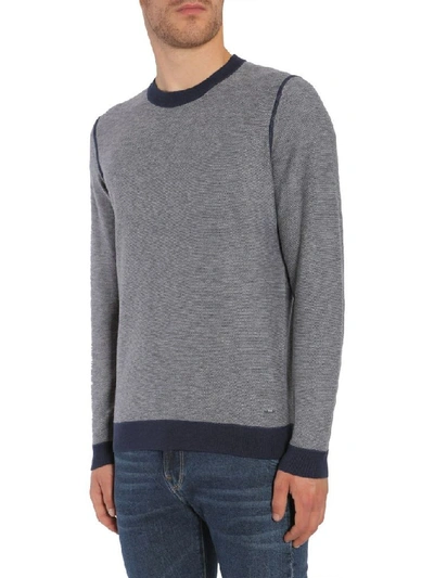 Shop Hugo Boss Men's Blue Cotton Sweater