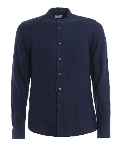 Shop Aspesi Men's Blue Linen Shirt