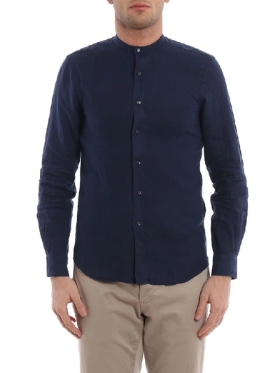 Shop Aspesi Men's Blue Linen Shirt