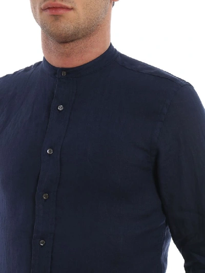 Shop Aspesi Men's Blue Linen Shirt