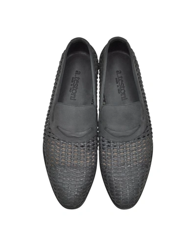 Shop A.testoni Men's Black Leather Loafers