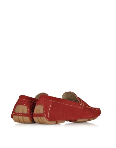 Shop A.testoni Men's Red Suede Loafers